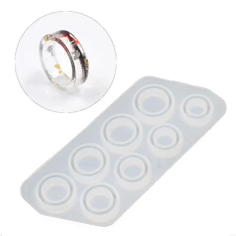 HX6D 8 PCS/Moldes anillo resina Set Moldes anillo silicona Tamaños variados fundición anillo