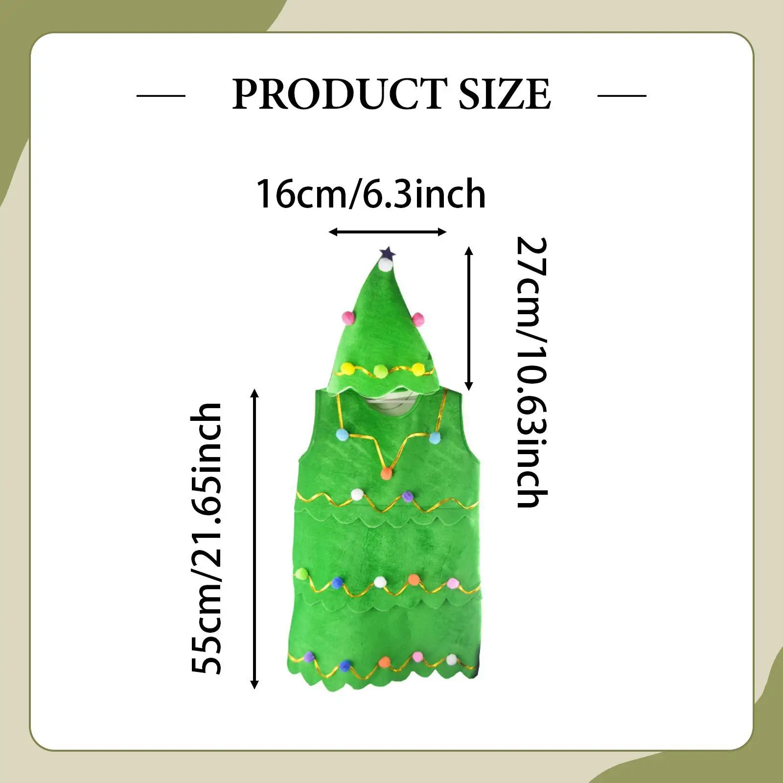 زي شجرة عيد الميلاد للأطفال بدون أكمام، فستان تنكرية وقبعة للعب الأدوار، لوازم حفلات الكرنفال التنكرية #6