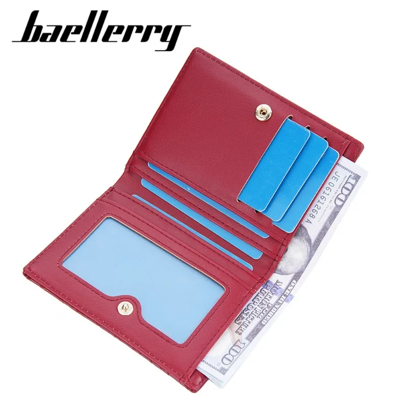 Baellerry New Women's Woven Pattern Short Button Wallet with Multiple Card Holders Slots Credit Card Storage Thin Wallet