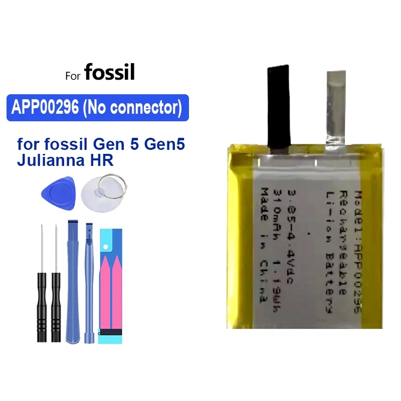 High Capacity Battery 310mAh for fossil Gen 5 Gen5/For Julianna HR FTW6035 Portable batteries