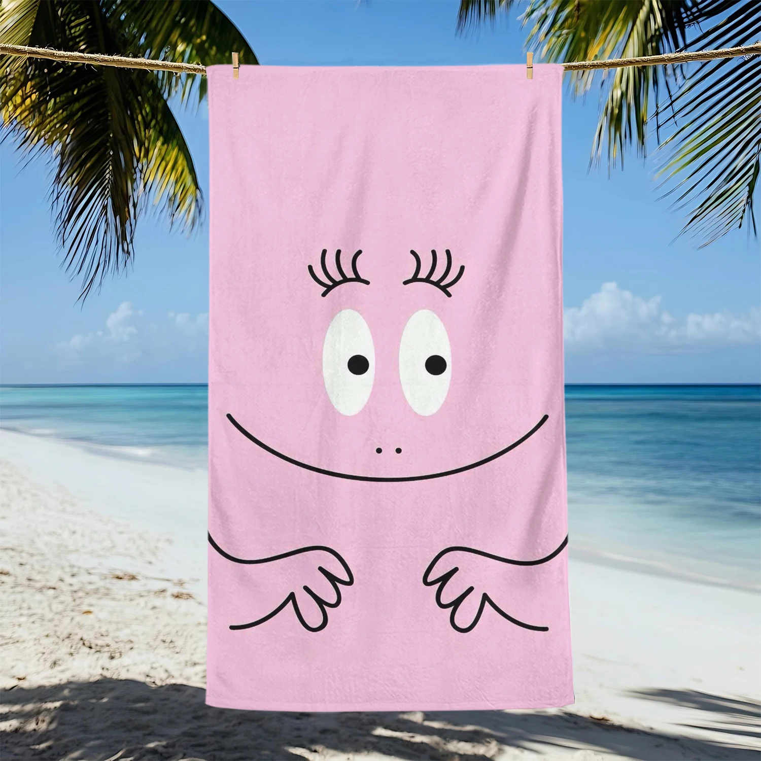 Cute B-Barbapapa Cartoon Quick Dry Beach Towel Soft Large Size For Pool Gym Travel Shower Camping Sports