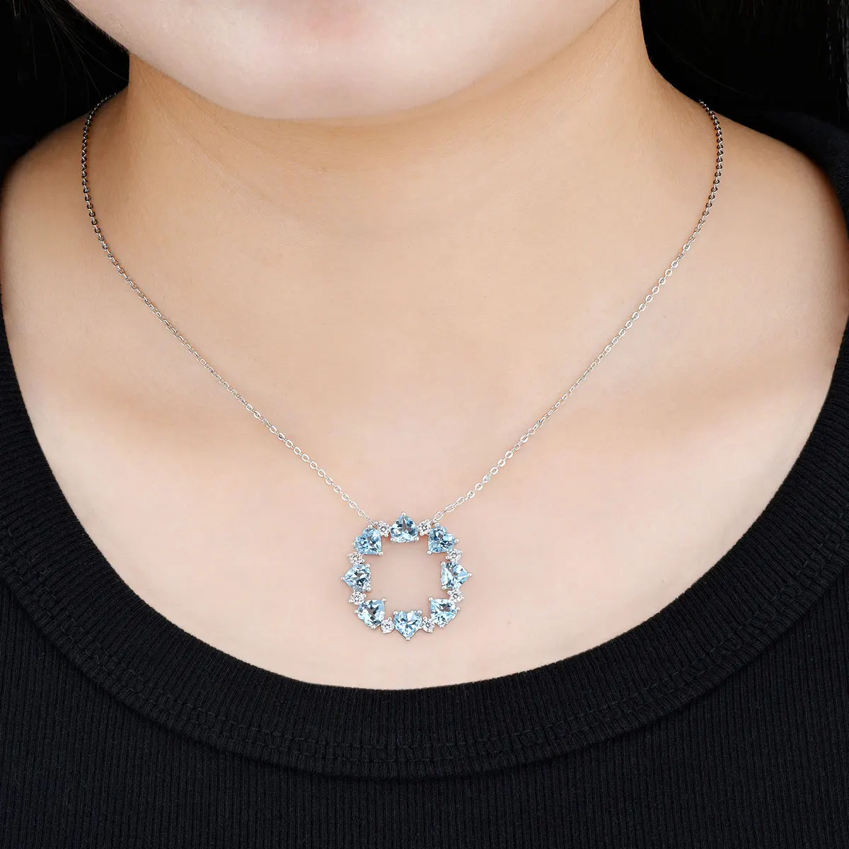 Natural Sky Blue Topaz Sterling Silver Pendants 4.5 Carats Genuine Gemstone Women Classic Romantic Style Fine Jewelrys Gifts image 6