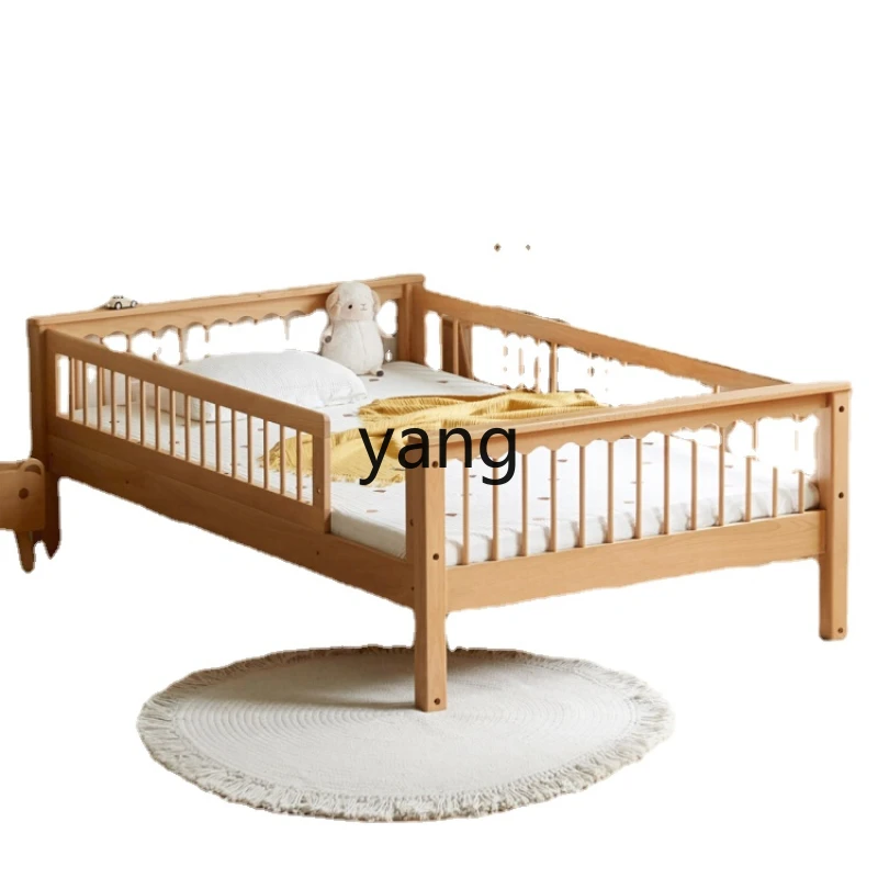 

CX Solid Wood Modern Bedroom Beech Children's Bed with Fence Single Bed