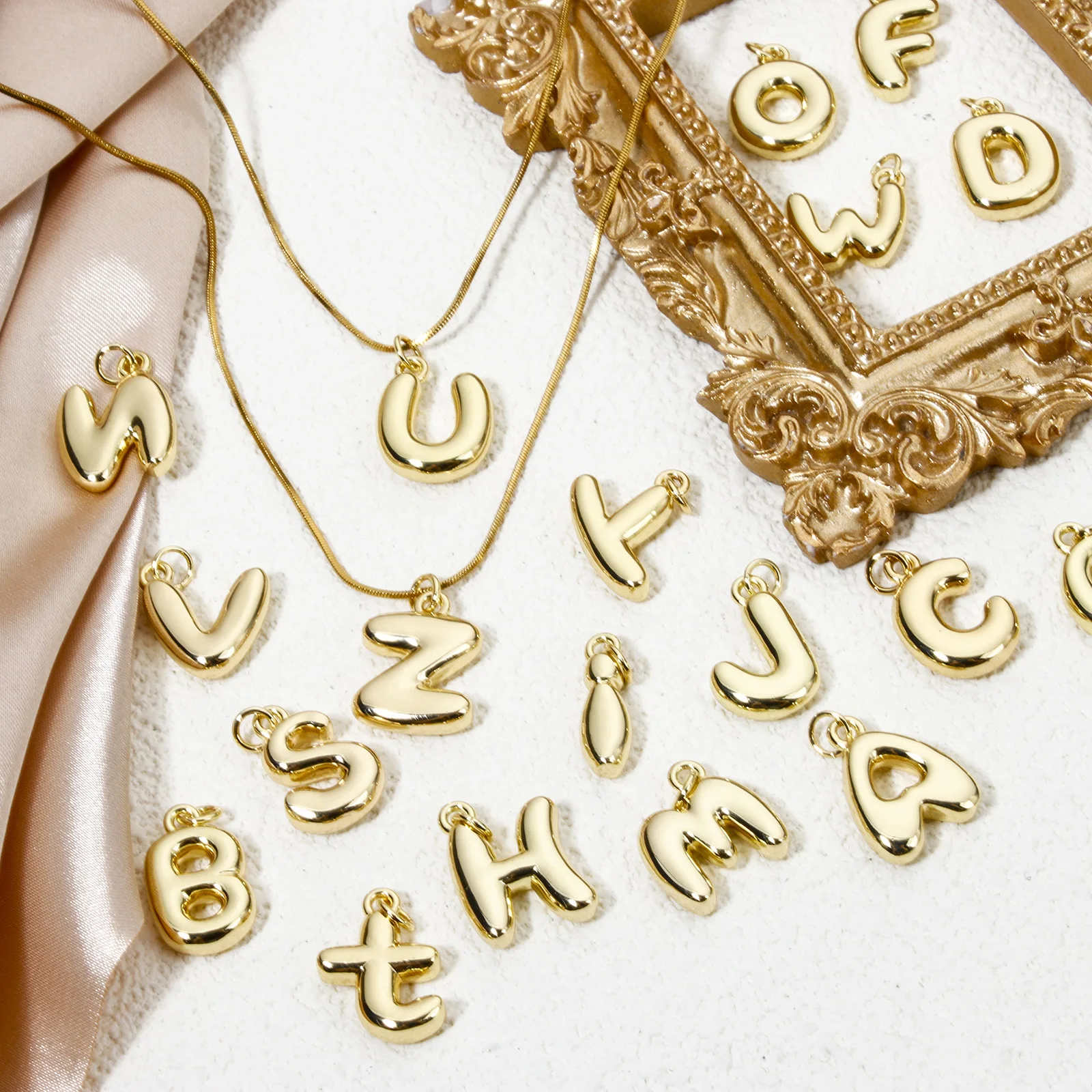 1Pcs Brass Charms 18K Real Gold Plated English Letter Capital Alphabet Initial A-Z Pendant Personalized Jewelry Making Finding