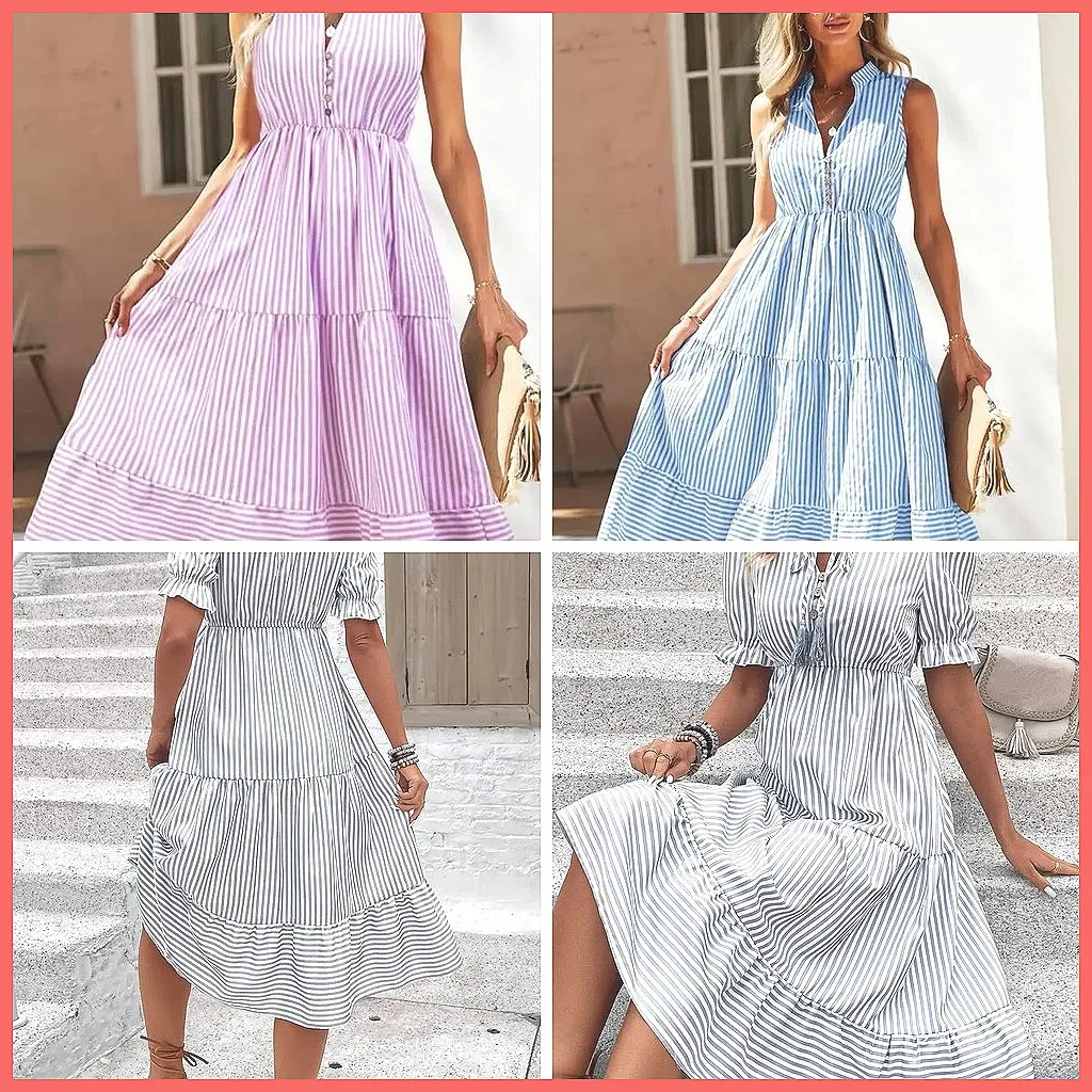 

Fashion Plaid Dress for Women 2026, Deep V-Neck Short Sleeve High Waist Party Vestidos (Characters: 78)