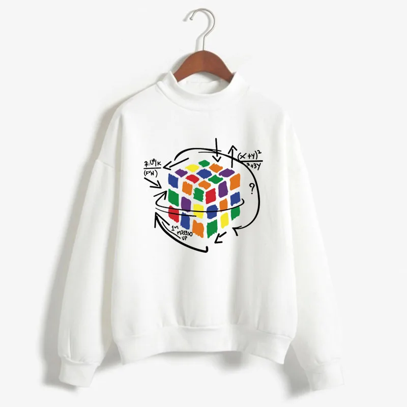 

Cube Image Print Woman Math Lovers Humor Sweatshirt Sweet O-neck Knitted Pullovers Autumn Winter Candy Color Women Clothing