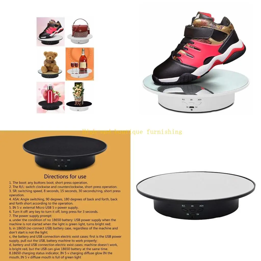 L9NB 3 Speeds Electric Rotating Display Stand Intelligence Multifunction for Dormitory Bedroom Collectible Showing