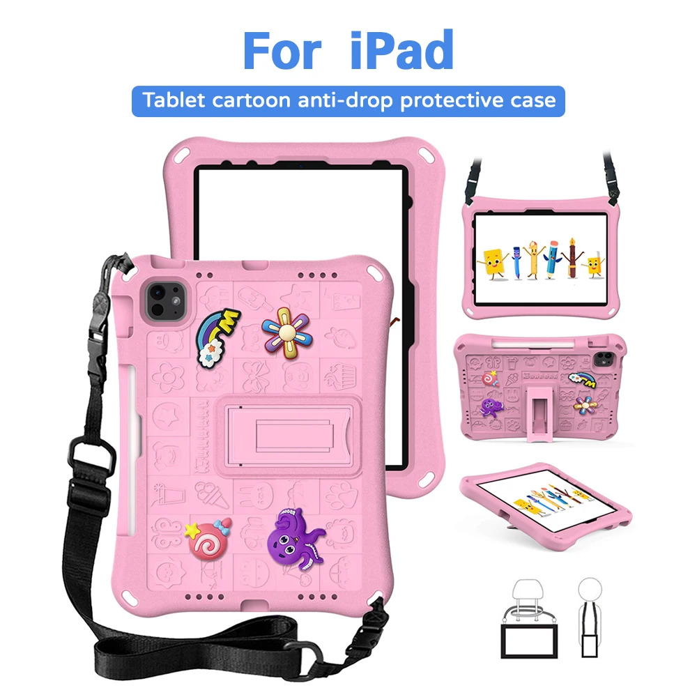 Kids EVA Case For iPad Air 11 Pro 11 11th10th 9th 8th 7th Air 5 4 10.9 inch Cute Cartoon Pattern Decoration Cover with Stand