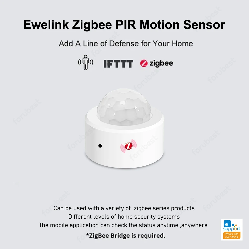 Imagem -06 - Zigbee-sensor de Movimento Humano Inteligente Detector Infravermelho Pir Alarme de Segurança Doméstica Controle Ewelink App Via Ponte Zigbee Zigbee2mqtt