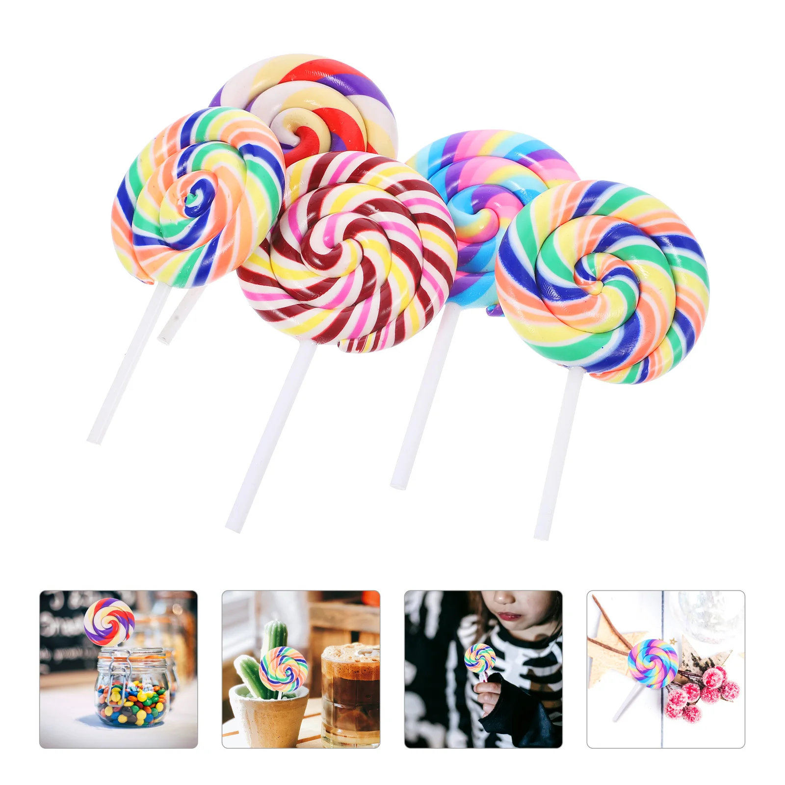 Clay Lollipops Craft Large Lollipop Props Simulation Lollipop Swirl Lollipop Suckers Party Favors Colorful Lollipop Charm