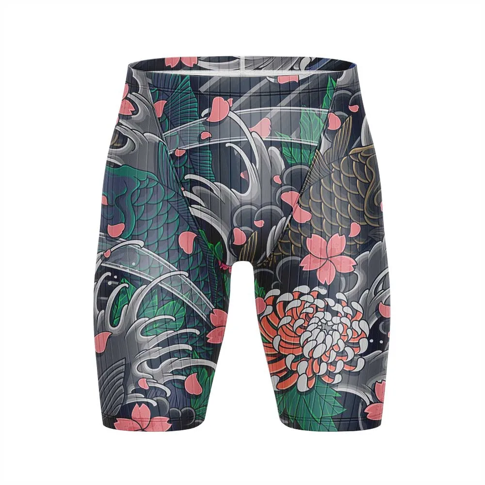 Men's New Summer Swimwear Jammers Swim Shorts Endurance Athletic Training Swimsuit Beach Swimming Trunks Jammer Tight Surf Short