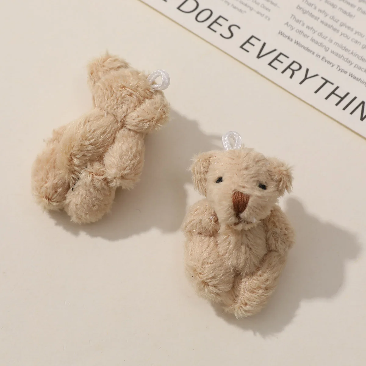 10pcs/lot 4.5cm Mini Light Brown Plush Cartoon Joint Teddy Bear PP Cotton Filled Toy Birthday Party Gift Decoration Small Gift