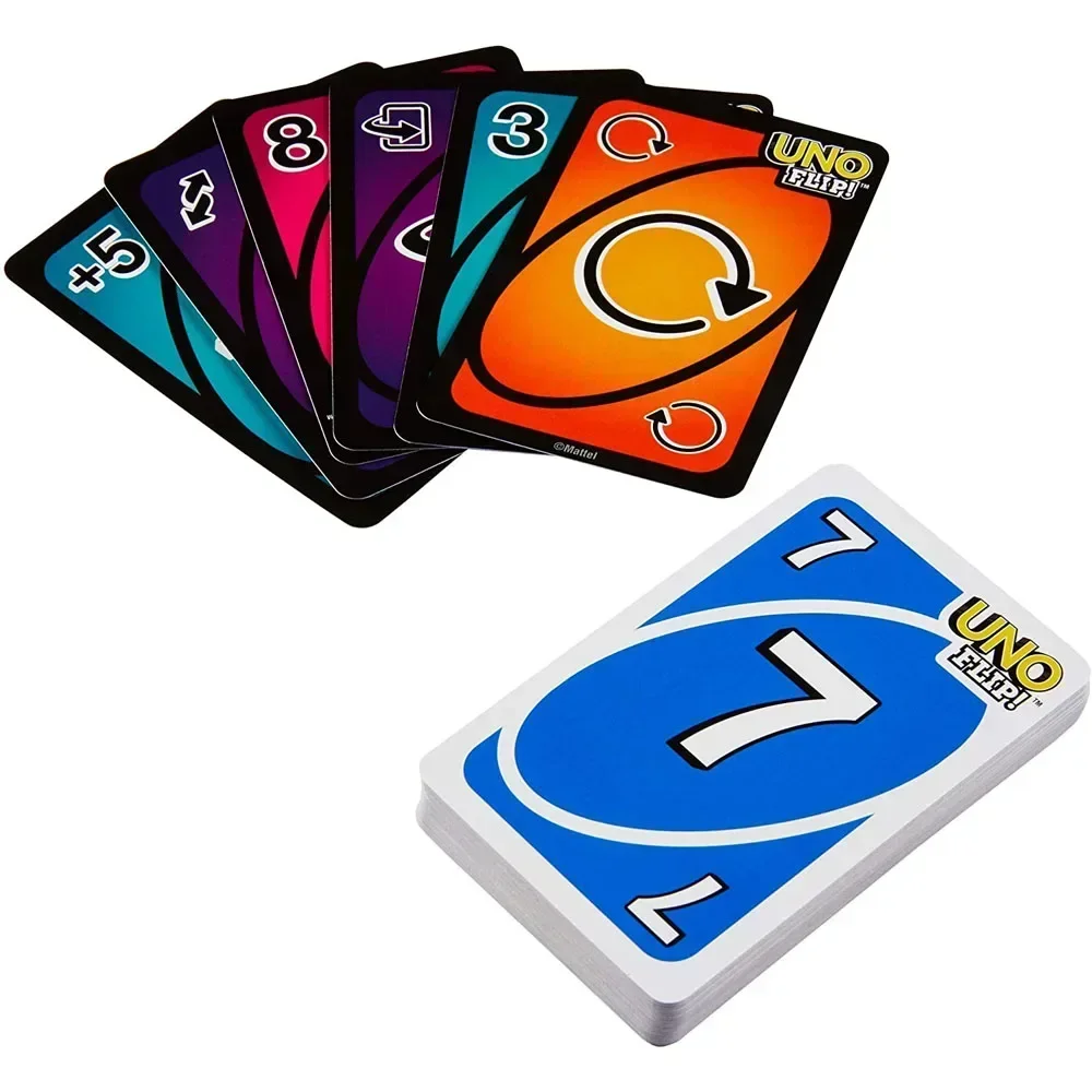 Mattel UNO FLIP! Tin Box Uno No mercy Gry karciane Rodzina Zabawna rozrywka Gra planszowa Poker Zabawki dla dzieci Karta do gry