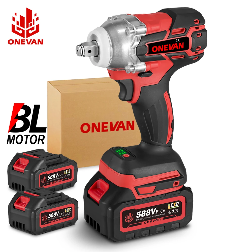 

ONEVAN 520N.M Brushless Electric Impact Wrench 2 Gears 1/2" Cordless Car Wheel Screwdriver Power Tool For Makita 18V Battery