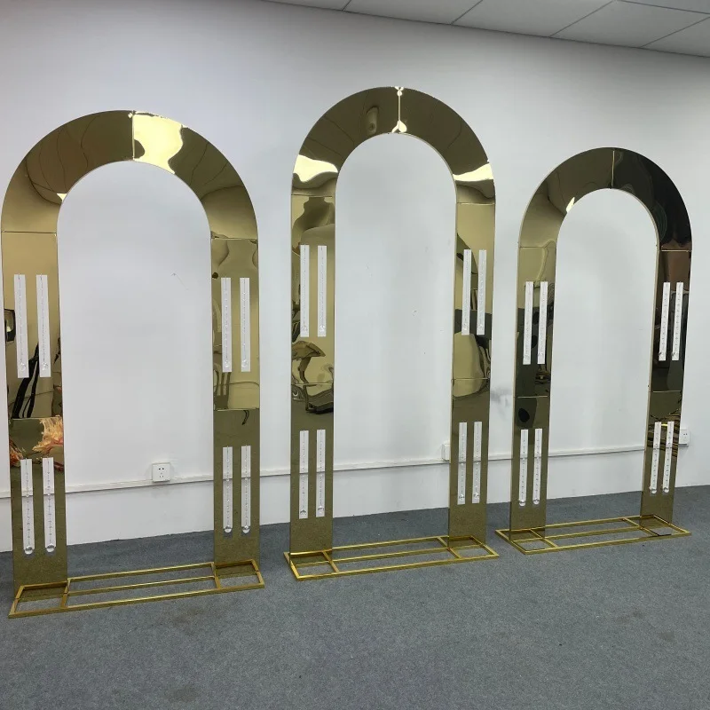 خلفية قوس الزفاف إطار باب من الفولاذ المقاوم للصدأ حامل زهور لحفلات أعياد الميلاد وحامل خارجي ديكور فاخر