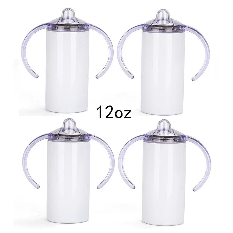 Sublimation Blank Children's Cup Milk Bottle 12oz Stainless Steel Pacifier Cup Spill Proof Tumbler DIY Double Wall Vacuum Flasks