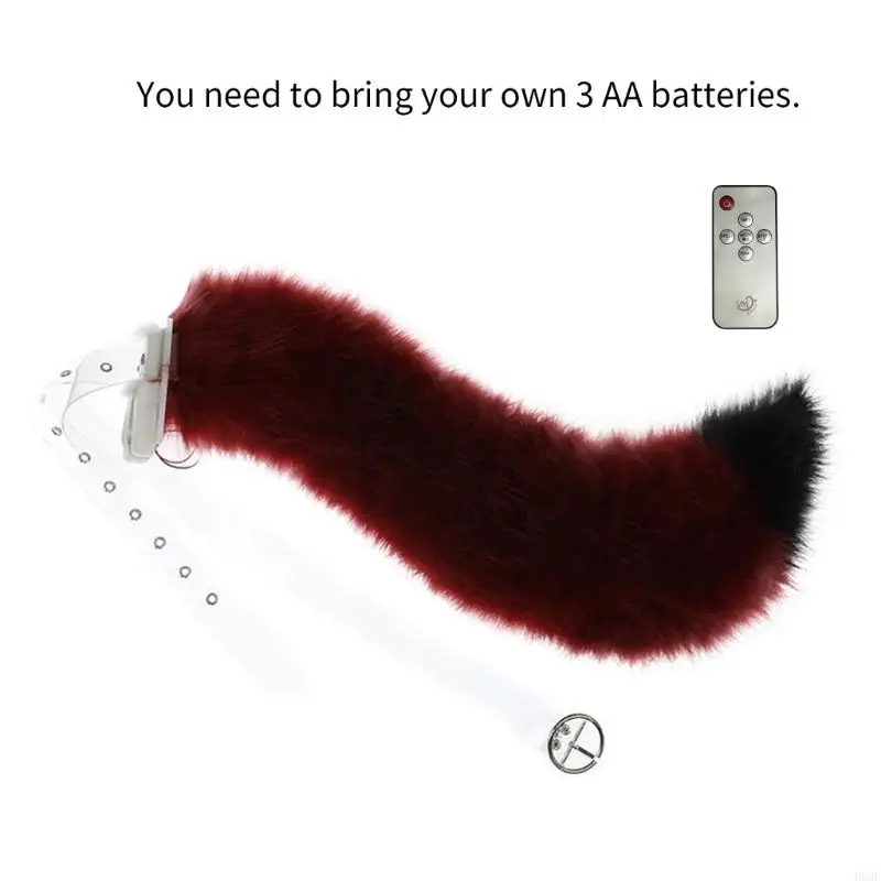 h58e 전기 늑대 귀 귀와 꼬리 모피 늑대 귀에 머리 밴드 테일 할로윈 코스프레 늑대 의상 액세서리 어린이 성인