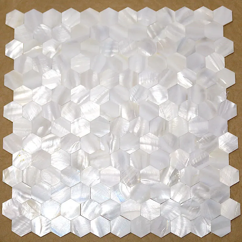 Hexagon Natural Mother of Pearl Shell Mosaic Tile Interior Wallpaper Kitchen Backsplash Bathroom Floor Decor Tiles sheet