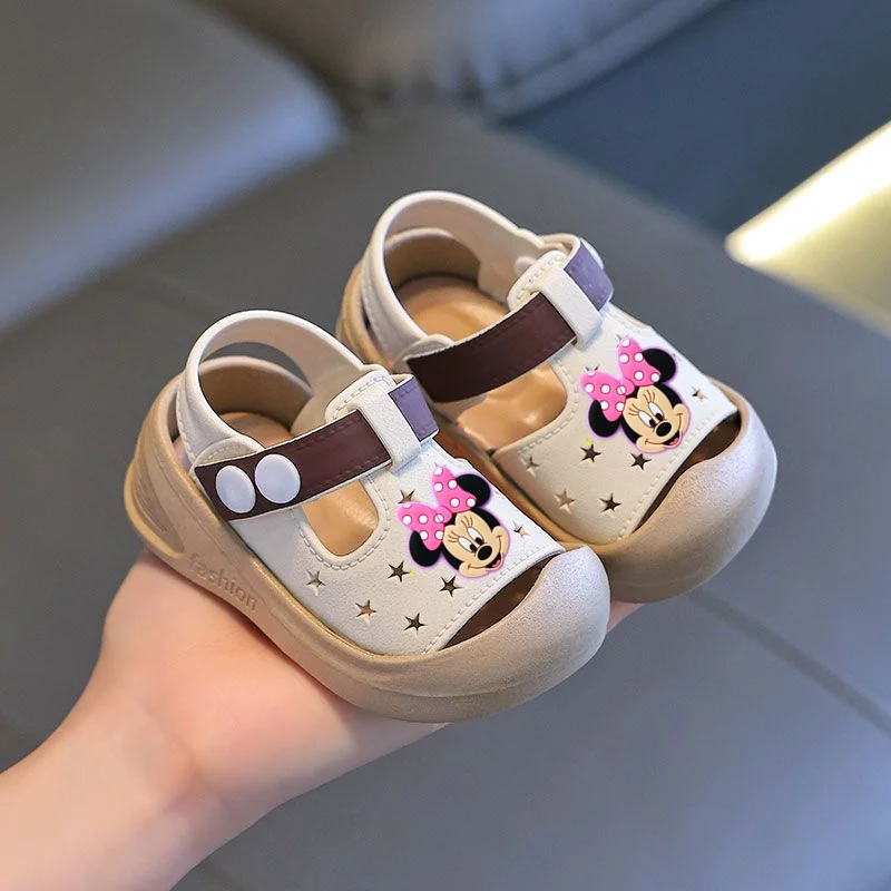 

Disney Mickey Mouse Minnie Children Sandals Summer Toddler Shoes Baby Girl Baotou Anti-Kick Anti-Slip Soft Bottom Boy Sandals