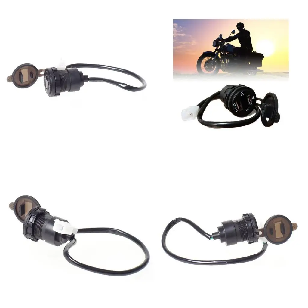 Easy Install 3.1A Motorcycle USB Chargers With LED Display And Dust Cover