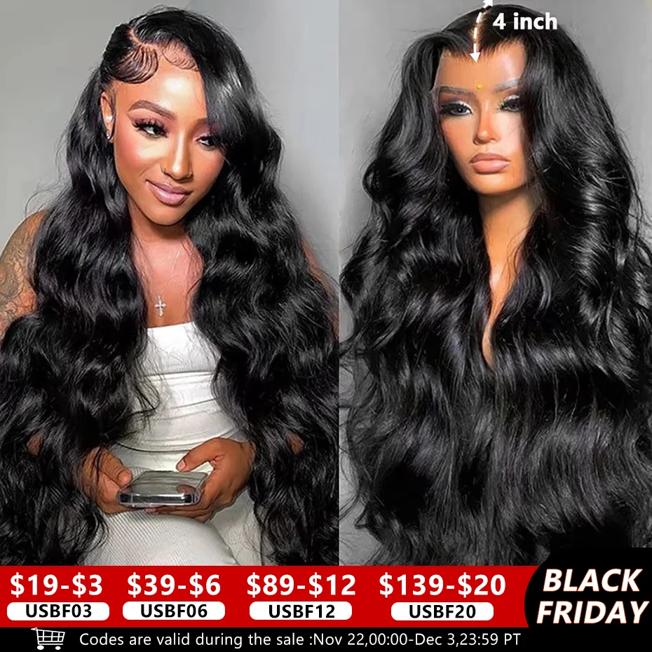 13x4 Lace Frontal Wig Brazilian Body Wave 13x6 Transparent HD Lace Front Human Hair Wigs Pre Plucked 4x4 Lace Closure For Women