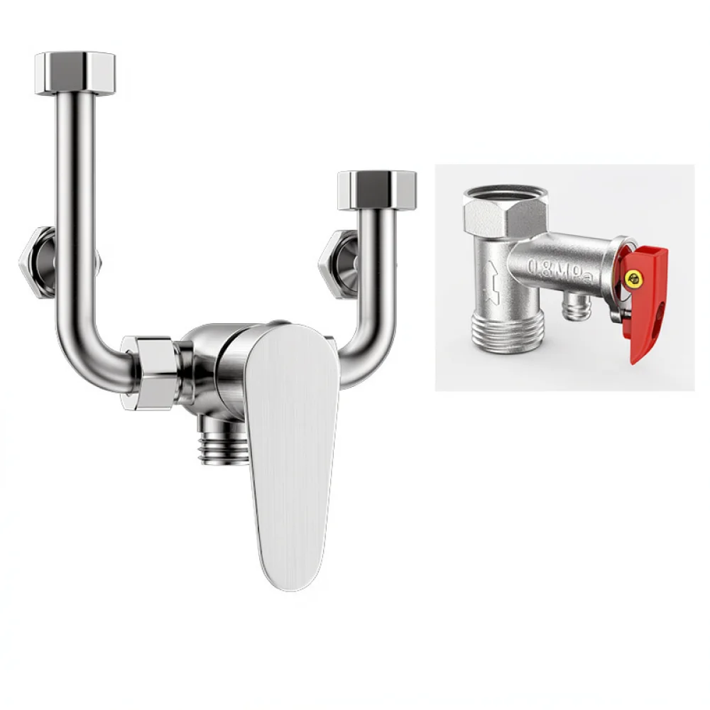 Chrome Plated U Type Mixing Valve For Electric Water Heater Hot Cold Water Controller Shower Faucet Bathroom Repair Spare