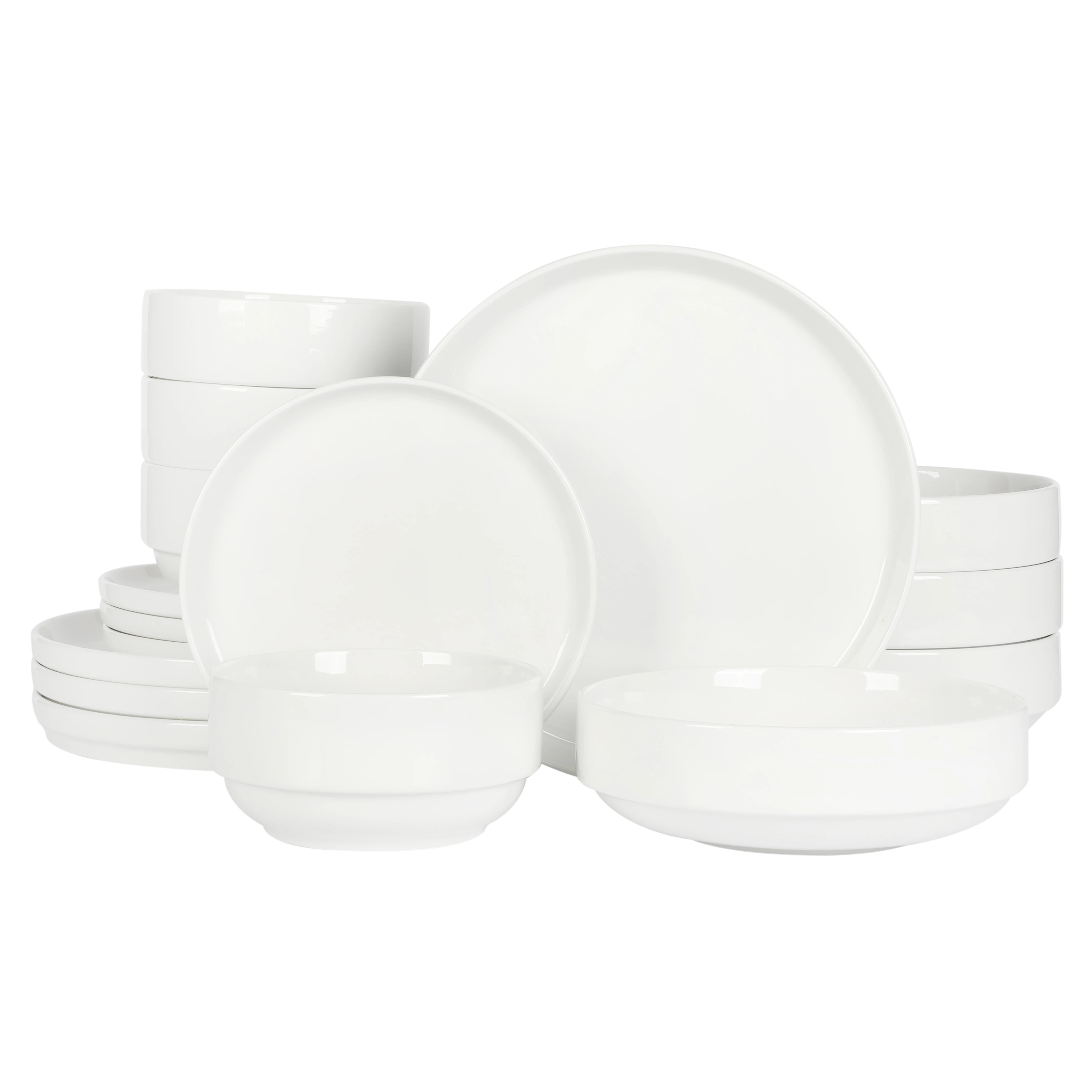 

16-Piece White Ceramic Dinnerware Set, Elegant Fine Tableware for Home Use