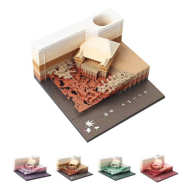 Omoshiroi 3D Notepad Temple 155Sheets Memo Pads Mini Note Block Color Cute Sticky Note 3D Art Diy Scrapbooking Personalized Gift