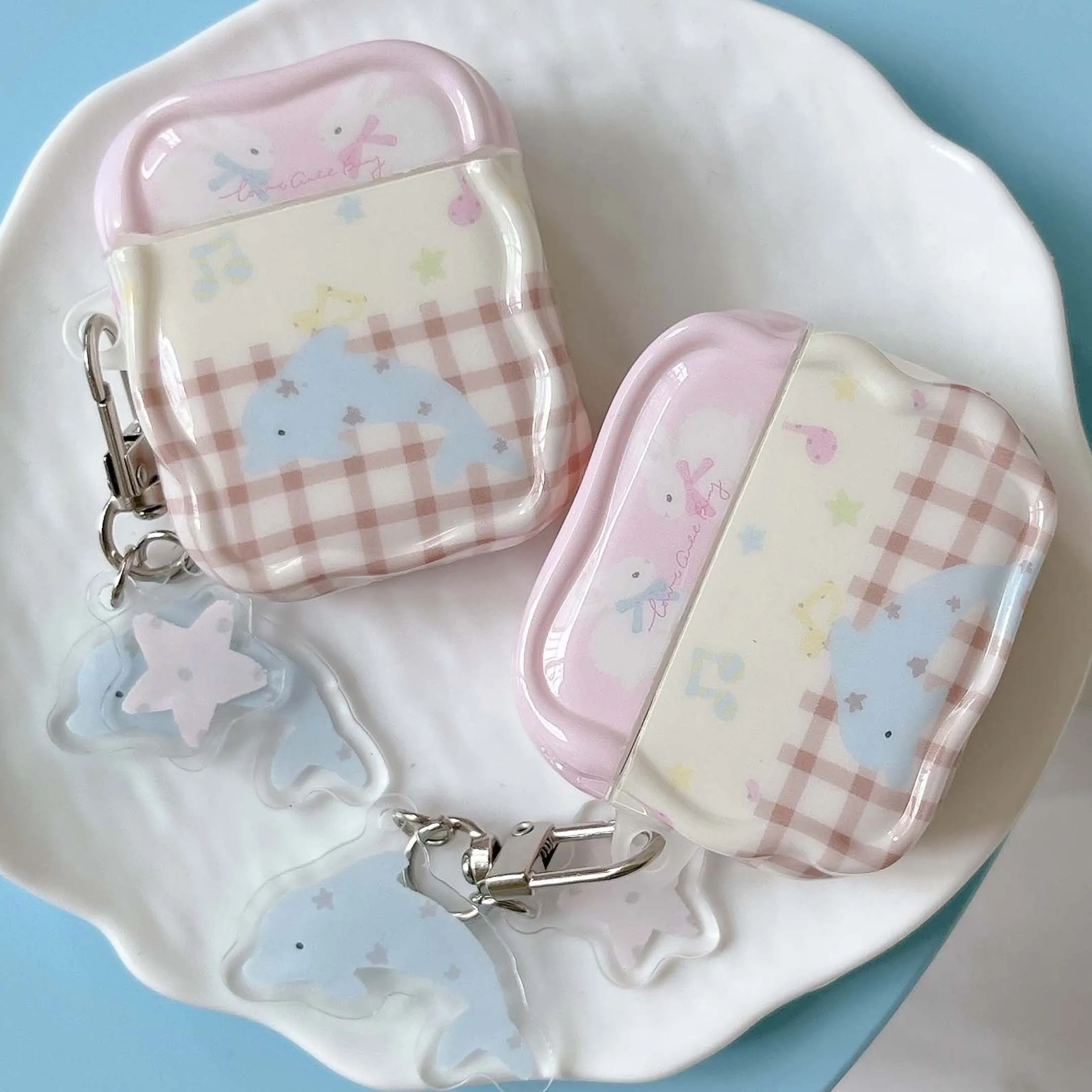 Cartoon dolphin cute rabbit lovely bunny shockproof earphone case for apple airpods 1 3 4 pro 2nd 2 wireless bluetooth box