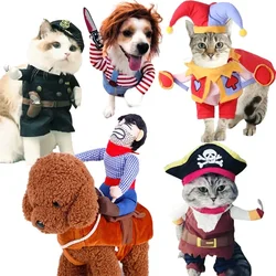 Pet Cosplay Suit Funny Cat Dog Clothes Pirate Suit Cute Halloween Costumes Fancy Dressing Up Clothing Cowboy Pet Puppy Outfit