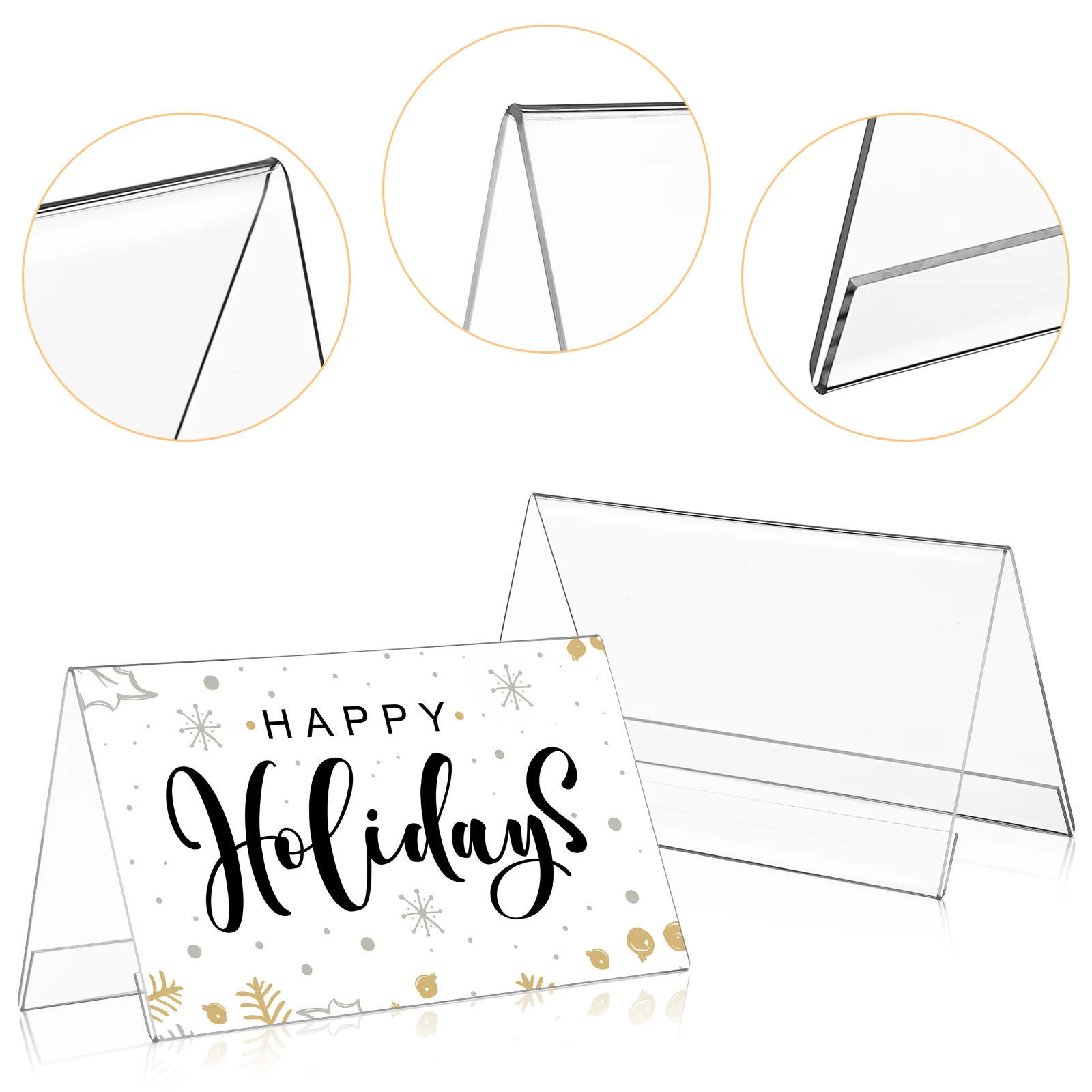 

10Pcs Acrylic Name Plates Double Sided Conference Table Cards 2mm Thick Stable Triangle Design Desk Signs for Office Meetings