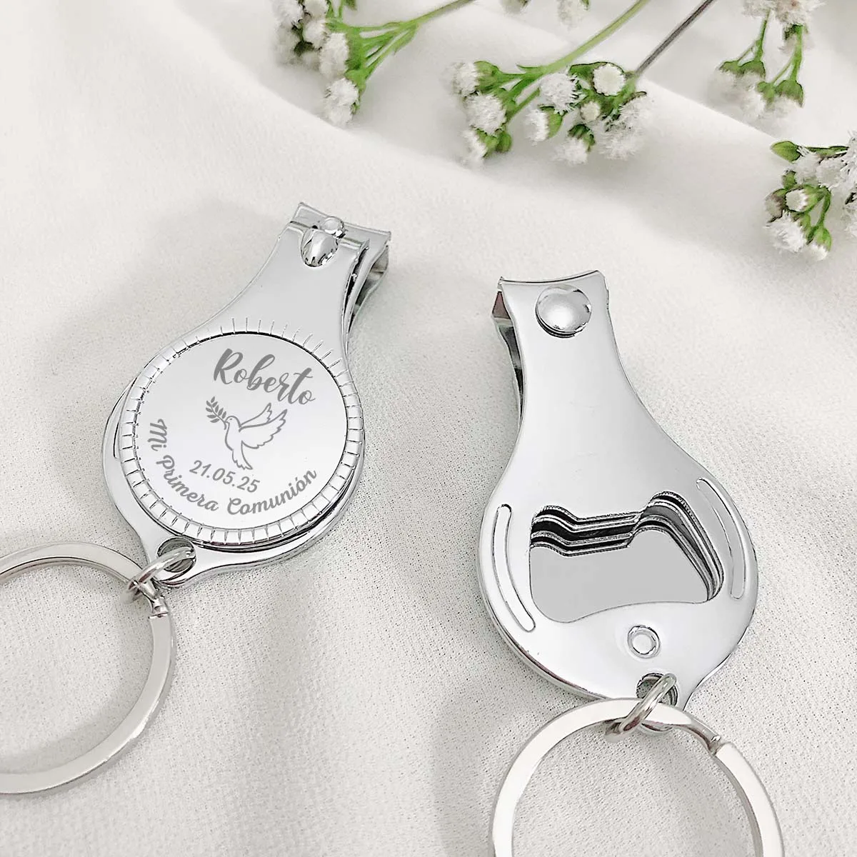 Communion Favors for Guests Personalized Nail Clipper Keychain with Bottle Opener First Communion Party Favors