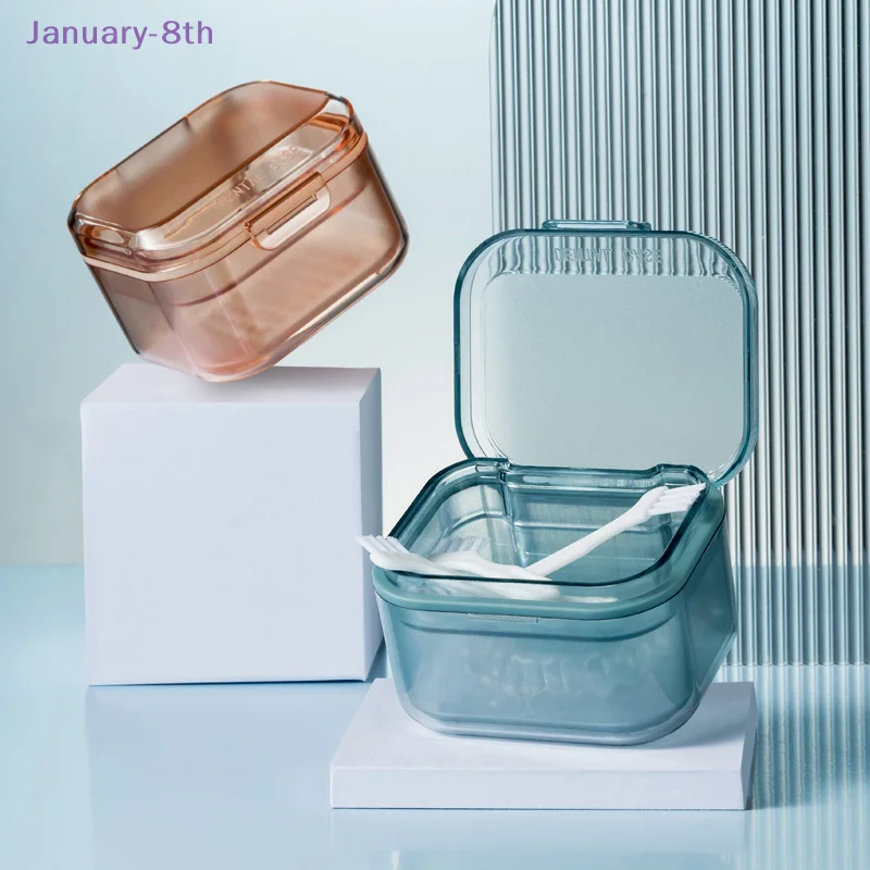 Orthodontic Retainer Three-Layer Braces Storage Box Soaking Invisible Teeth Denture Cleaning Tooth Storage Portable Belt Case