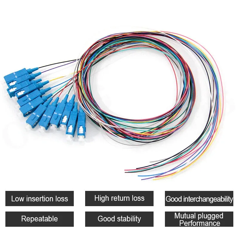 OMTIG 12 Colors SC APC/UPC Pigtail-SM(9/125) 1M Fanout LC/UPC Fiber Optic Pigtails Fiber Optical Patch Cord/Pigtail SM Simplex