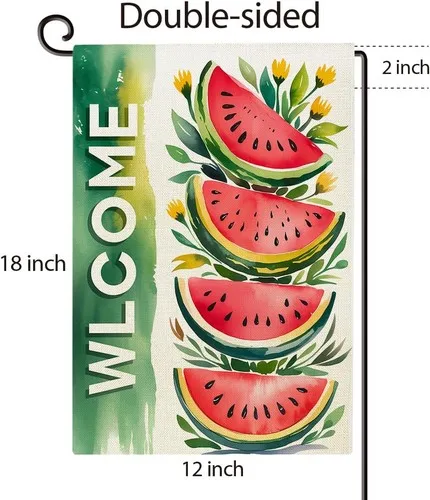 Watermelon Garden Flag Double Sided Summer Welcome Burlap House, 12x18 Inches XXQ