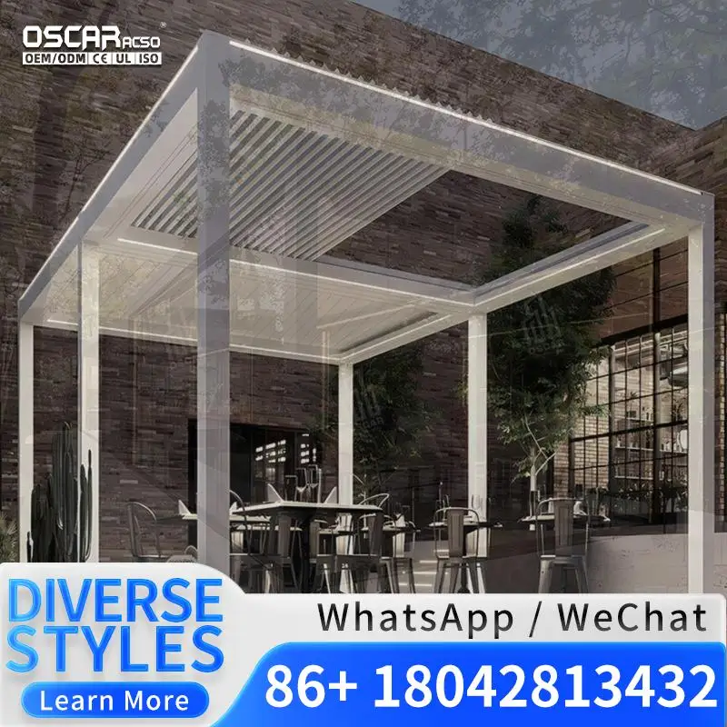 Outdoor Garden Modern Aluminium Bioclimatic  3X3m 3x4m 4x4m Structure Shade for Backyard Patio Balcony Pergola