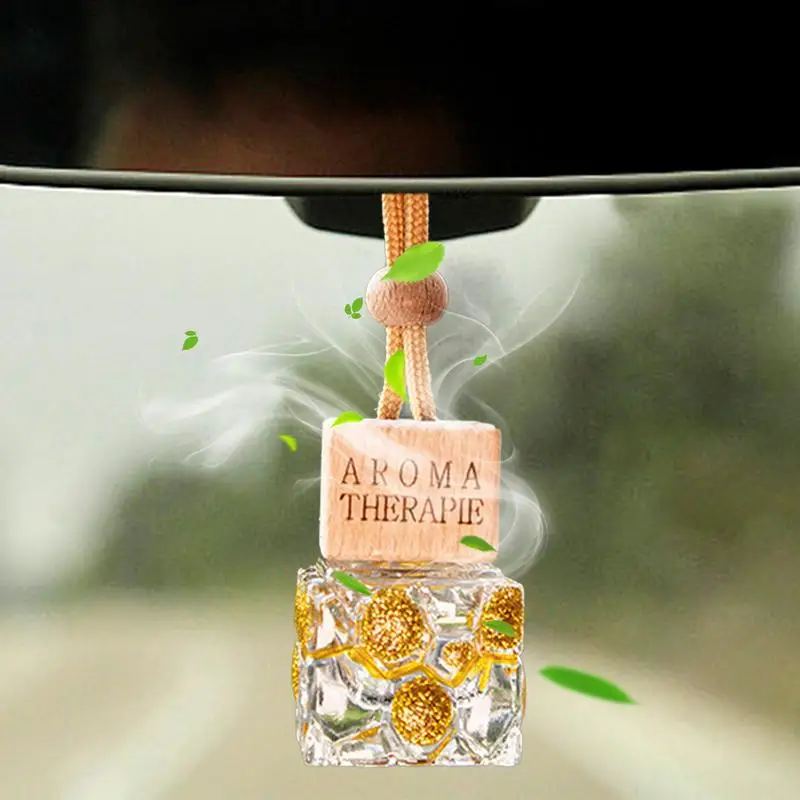 Car Air Freshener Diffuser Bottles Unique Golden Glitter Auto Oil Diffuser Automotive Fragrance Ornament Aromatherapy Empty