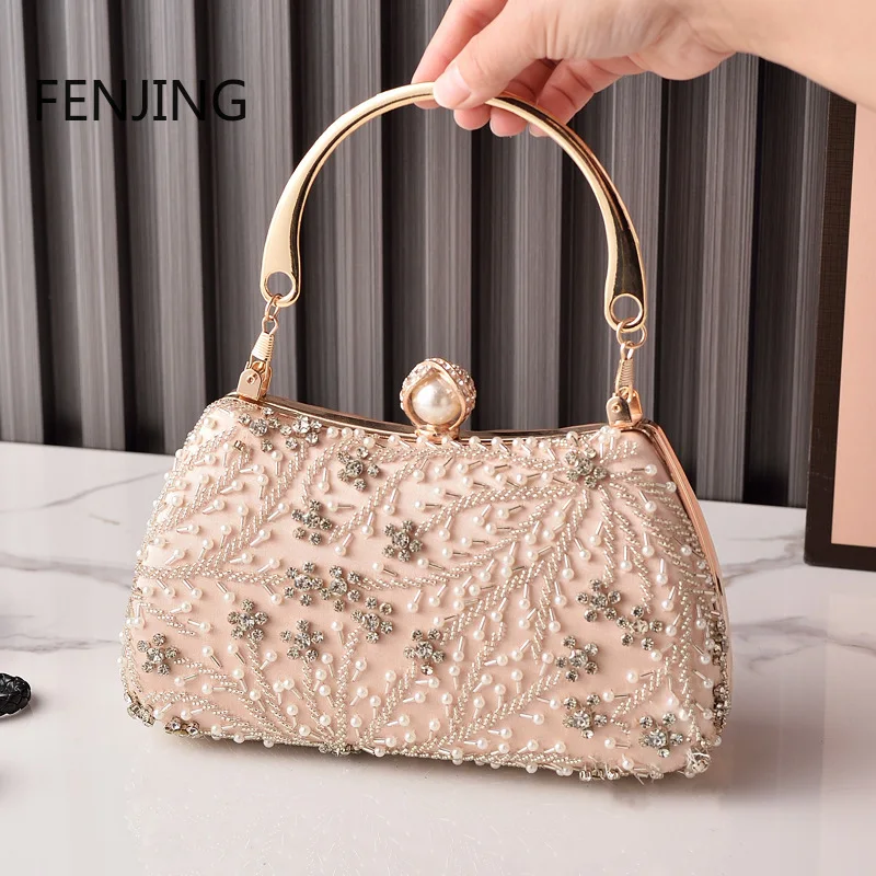 

Women Evening Bag Glitter Shiny Diamonds Square Bag Rhinestones Beads Handmade Handbag Wedding Party Clutch Purse Crossbody Bag