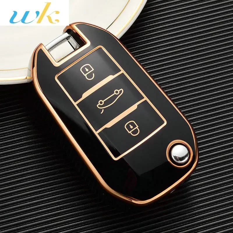 

New TPU Car Flip Key Case Cover Shell For Peugeot 208 3008 308 508 408 2008 307 4008 For Citroen C4 C3 C6 CACTUS C8 Keyless Fob