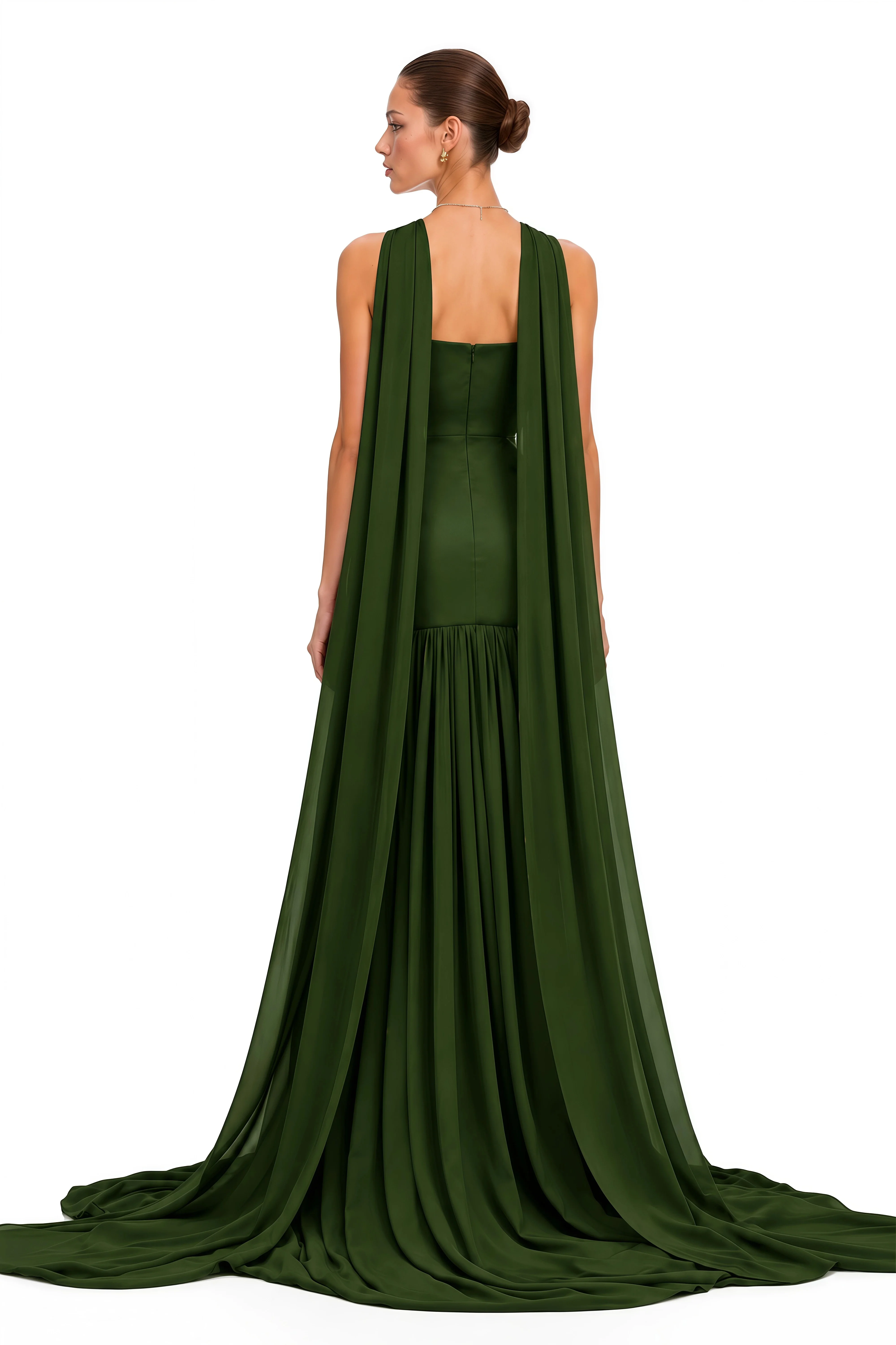 Women's Mermaid Evening Dresses Floor-length Strapless Sleeveless Prom Dresses Fashion Stole Simple Draped Gown Vestido de festa