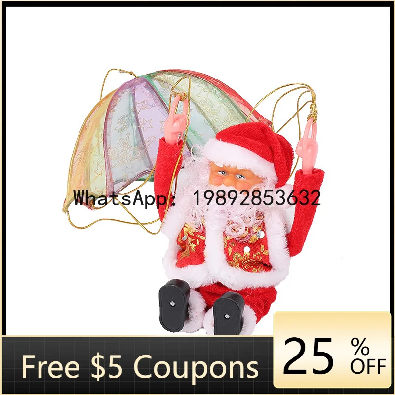 Z4  Parachute Somersault Electric Music Santa Claus Christmas Gift Ornament Christmas Decoration