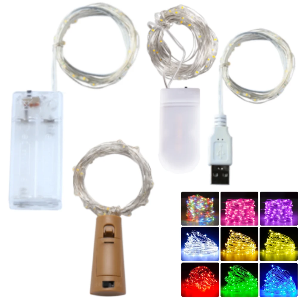 5m 3m 2m 1m LED-Lichterketten Kupfer Silberdraht Girlande Licht wasserdichte Lichterketten Party Dekoration für Weihnachts hochzeit