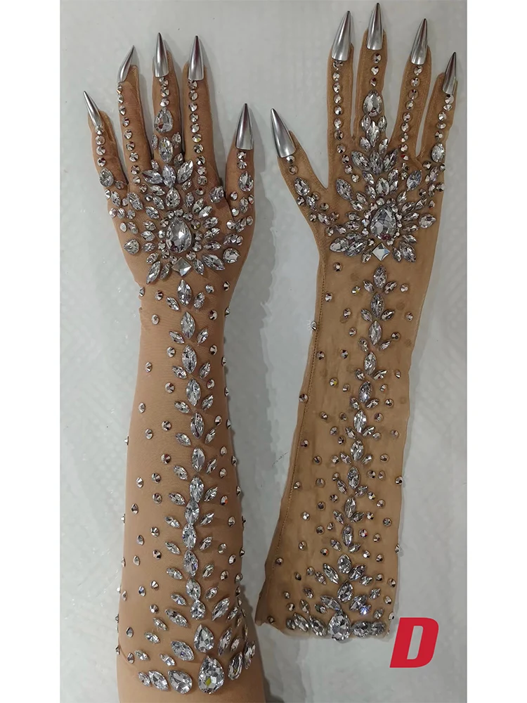 High Quality Rhinestone Elastic Gloves 2024 New Fashion Custom Women'S Clothing