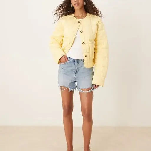 

Classic Faionable Lazy Sle Super ular Versatile Slimming Quilted Cotton Plaid Jaet Design round Ne Long Sve Coat