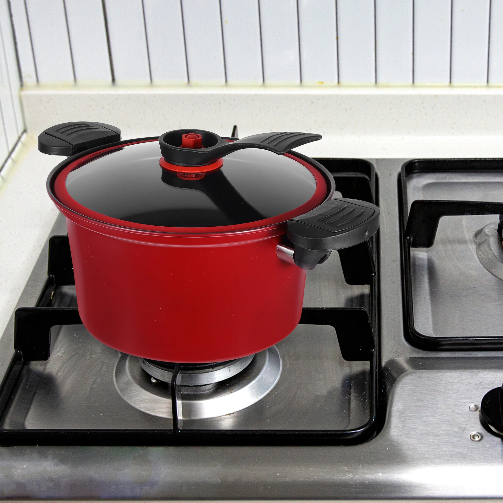 

Low Pressure Cooker for Home Use Micro Pressure Pot with Glass Lid Nonstick Cooking Pot Even Heat Distribution for Induction Gas