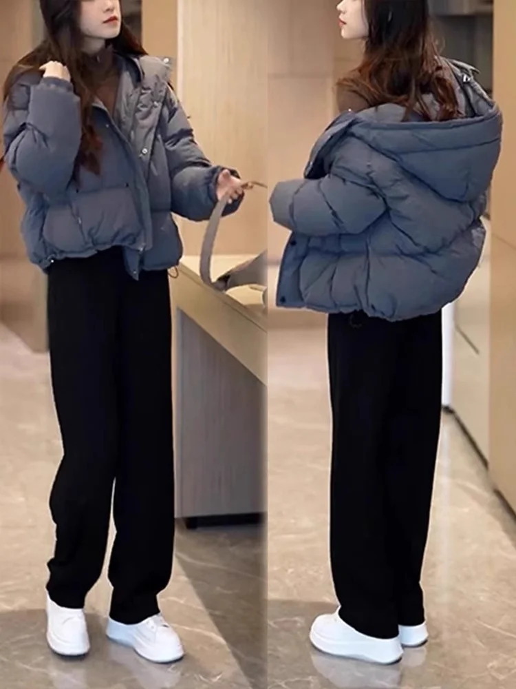 

Trendy Hooded Thiened Cotton Jaet Women's Winter New Sle Versatile High-End Feeling Korean Version Loose Fit Zipper