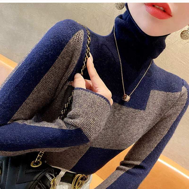 

Autumn Winter Vintage Elegant Turtleneck Sweaters Women Clothing Fashion Warm Knitted Jumper Elastic Slim Soft Wool Pullovers