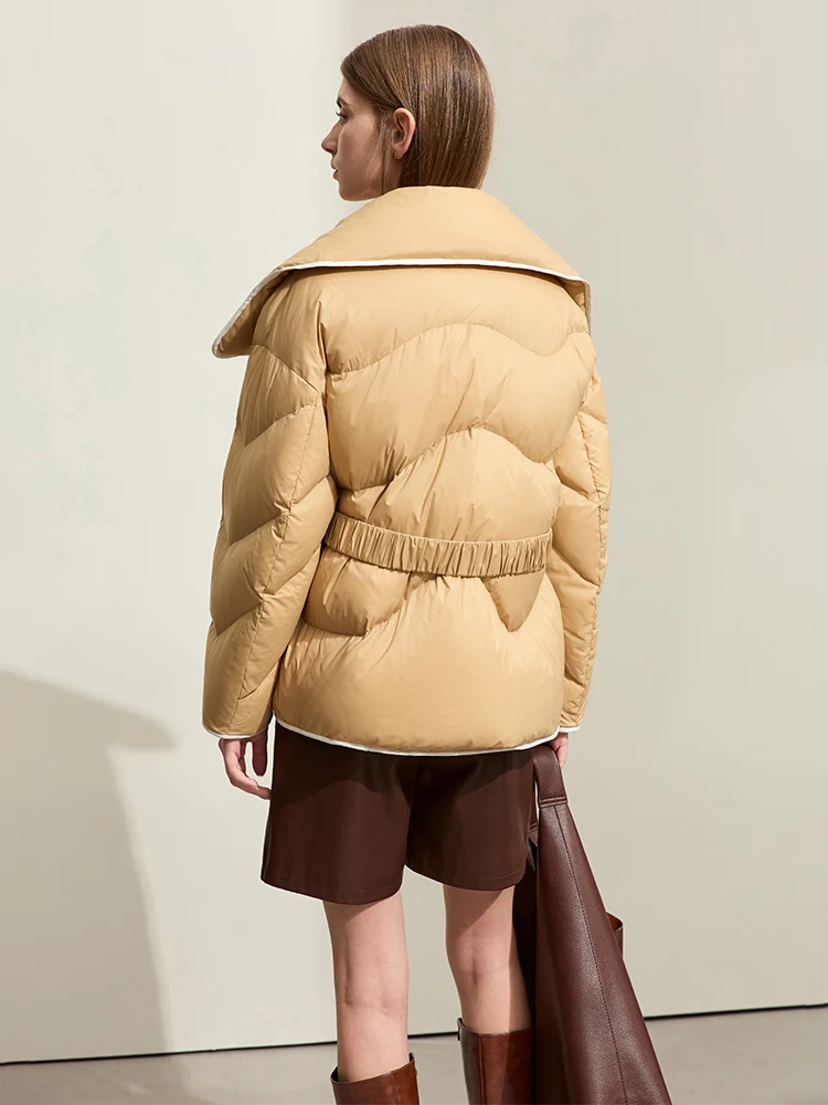 AMII Minimalistische neue Daunenmäntel für Damen, Winter 2022, locker, warm, groß, Umlegekragen, Knopfgürtel, Langarmjacken 12344026