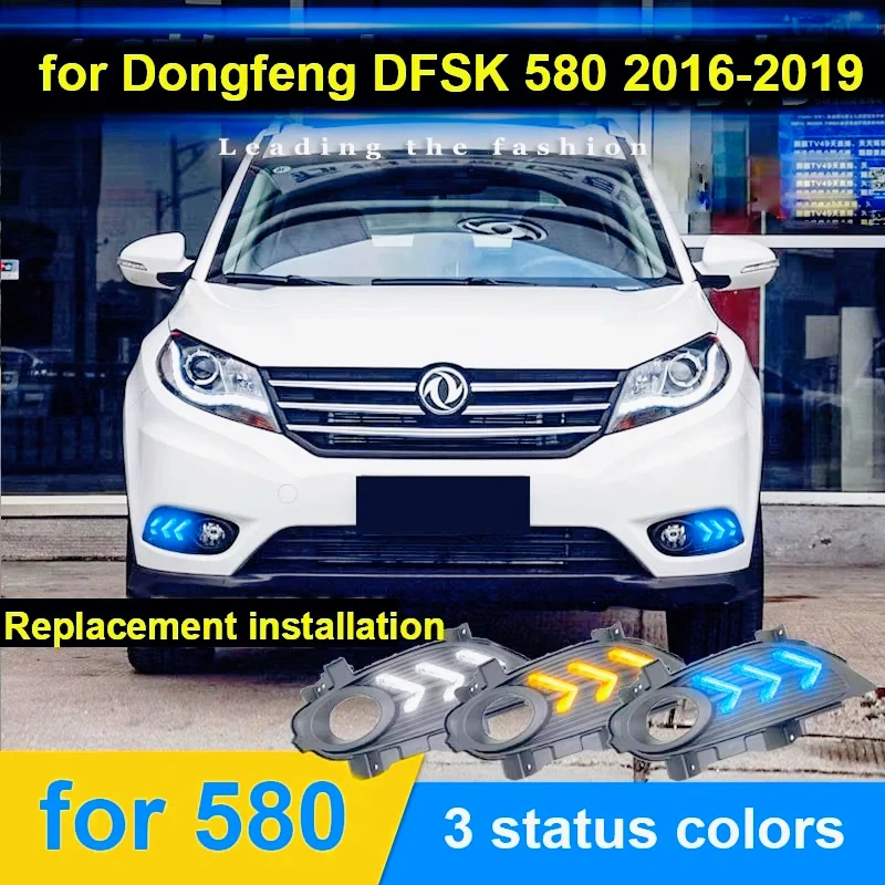 2pcs for Dongfeng DFSK 580 2016-2022 LED Front Fog Lamp Angel Eyes Daytime Running Lights