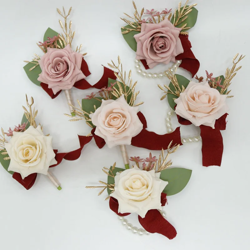 Nieuwe Rose Kunstmatige Bloemen Accesorios Para Boda Bruidsmeisje Wedding Boutonnières Huwelijk Bruidsjonkers Accessoires